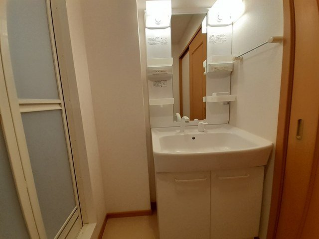 カ－サ　ハピネス　Ａの洗面所|スペースが確保できる洗面所です