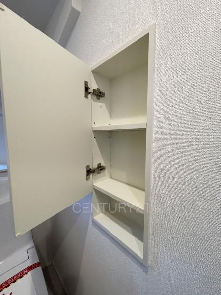 前橋市南町4期1棟 1号棟のトイレ|１階トイレ壁部分に埋め込み収納付き。
ペーパーストックに便利です。