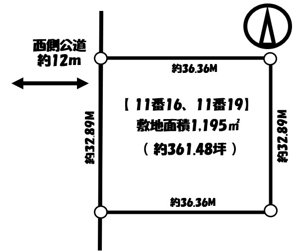 売事務所　帯広市西22条南1丁目の区画図