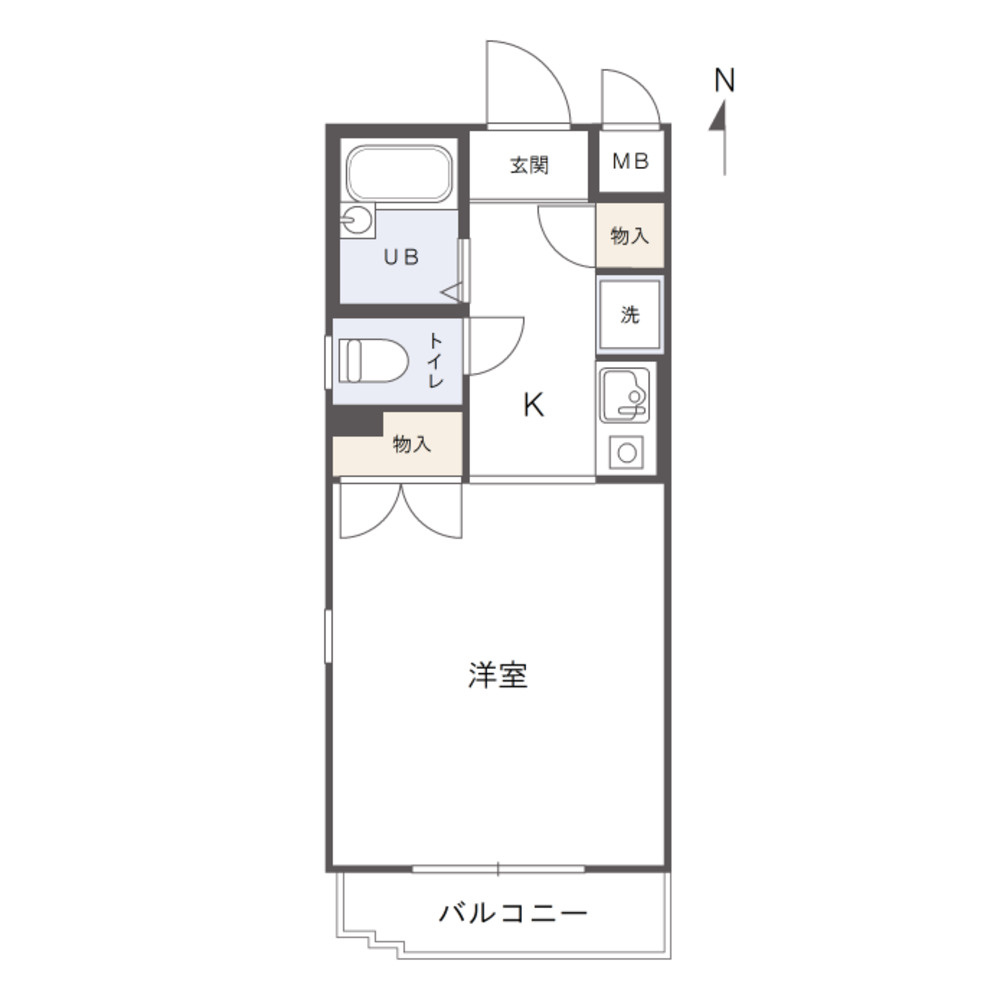 アルファ西古松の間取り|専有面積:26.04㎡のワンルームの間取です。