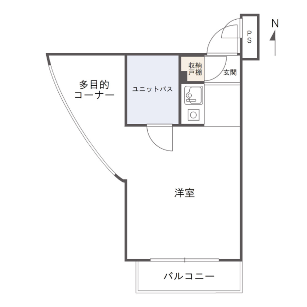 アルファ清心町の間取り|1階住戸、専有面積：20.24㎡の間取りです。