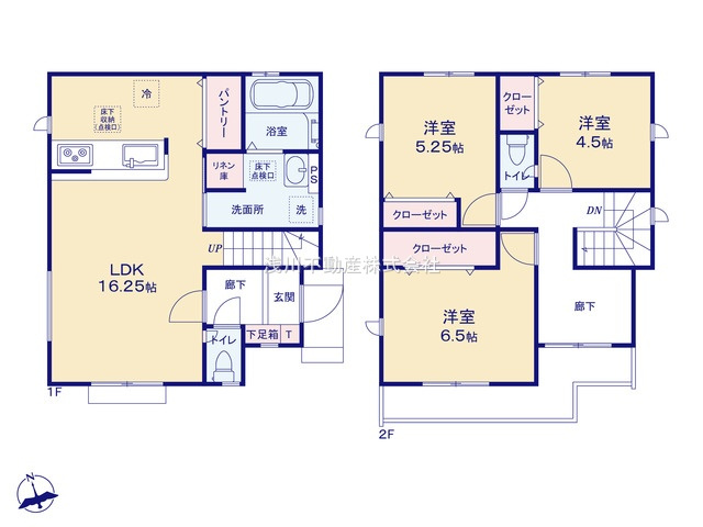 八王子市　大和田町　新築一戸建て　８期の間取り|～南向き3LDK　開放感のあるワンフロアリビングの間取り～