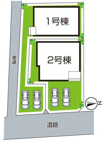 八幡市八幡長田　新築一戸建ての区画図|全２区画