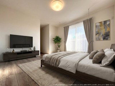 【寝室】 | 【主寝室　家具設置イメージ】
※画像内の家具家電はCGで作成したイメージです。実際の物件には付帯しません