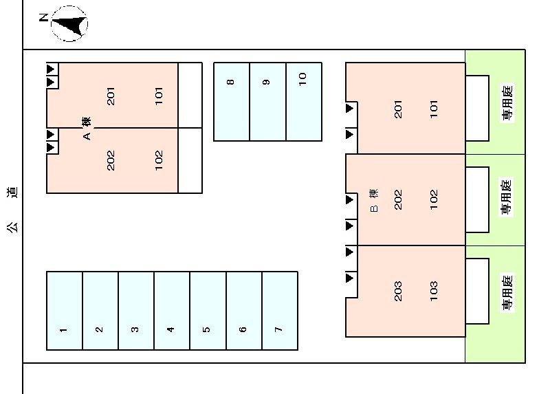 プラシードＡの駐車場|カースペースがあります