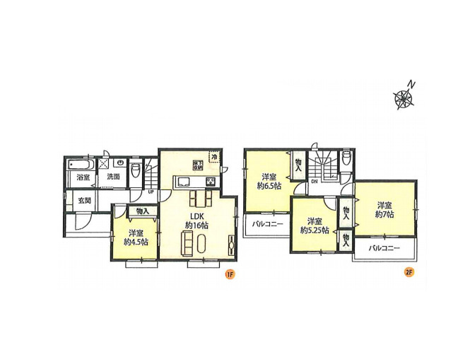 さいたま市北区吉野町2丁目192番11　新築一戸建て　Bの間取り|さいたま市北区吉野町2丁目　新築一戸建て　B、4LDK、土地面積144.27m2、建物面積94.40m2