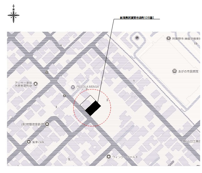阿賀野市緑町　新築戸建の地図