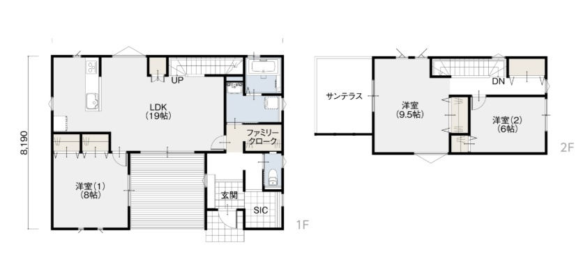 【PaPamaru】宇都宮市富士見町　モデルハウスの間取り|〇3LDK+ファミリークローク+ウッドデッキ+サンテラス〇