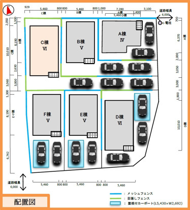 弥勒寺東２ー１９コダテックスⅥＣの区画図