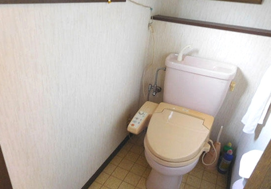 山武市麻生新田　中古戸建のトイレ|敷地約158坪　家庭菜園が可能です。２LDK  自然豊かな閑静な立地　ハウス内でサボテン栽培中