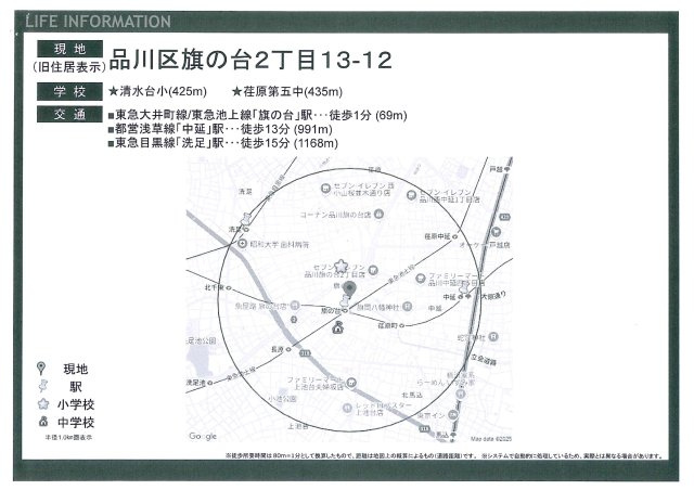 売地　品川区旗の台の地図