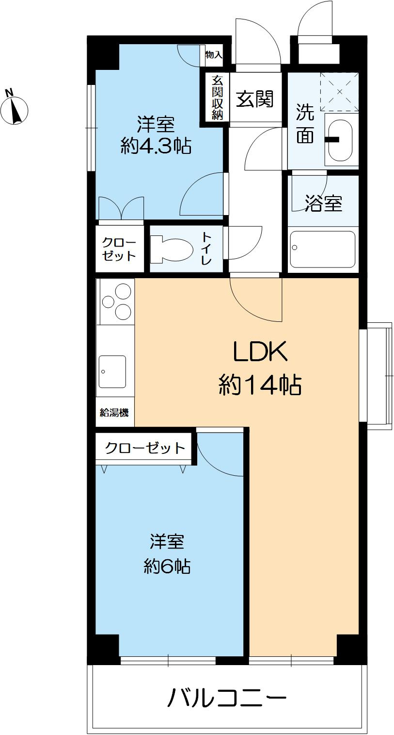 ニューライフ岡本の間取り|約53.10㎡、2LDKのお部屋
9月末ごろリフォーム完成予定です。