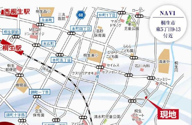 新築戸建・建売　桐生市東3期　GRAFARE　全1棟の地図