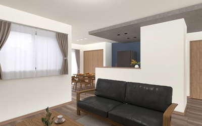 【完成予想図】 | 【2号棟　LDKイメージ】
※画像は設計図面を基に作成したイメージです。