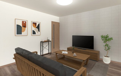 【完成予想図】 | 【2号棟　LDKイメージ】
※画像は設計図面を基に作成したイメージです。