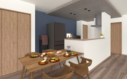 【完成予想図】 | 【2号棟　LDKイメージ】
※画像は設計図面を基に作成したイメージです。