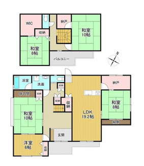 【間取り】 | 山梨市万力 平成17年築中古戸建 敷地172坪・大型間取 | 169.76ｍ2の大型建物　5LDK+S