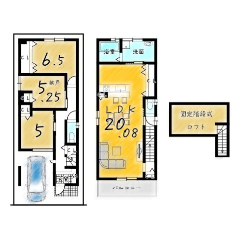 谷口垣ノ内町　2階建てプラン　建築条件付き土地の区画図