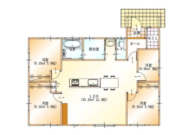 都城市下長飯町の新築一戸建の間取り