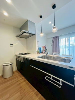 【キッチン】 | レイシアコート平野長原パークサイトリッジ | 12月に新調されたシステムキッチンは、とても丁寧に使われておりまだまだ綺麗です。