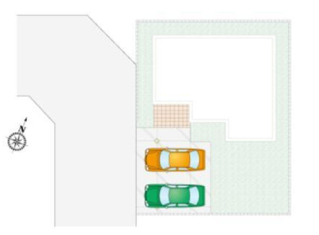 前橋市下細井町　新築住宅の区画図|駐車場2台ご用意しています！
並列駐車なので、車の出し入れもしやすいですよ！
