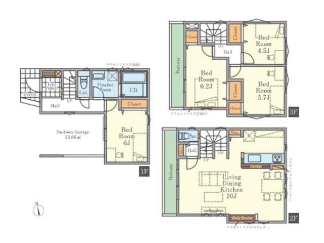 【間取り】 | 朝霞市本町１丁目　新築一戸建住宅　全１棟（朝霞店） | ビルトインガレージ付き4LDKの新築一戸建住宅！
20帖の広々リビングや食器洗浄機付システムキッチンなど快適な暮らしをサポートする設備仕様が充実!