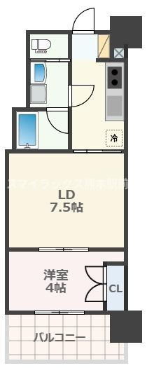 熊本市西区春日３丁目の賃貸マンションの間取り