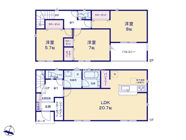 結城市結城第45　新築戸建　1号棟の間取り