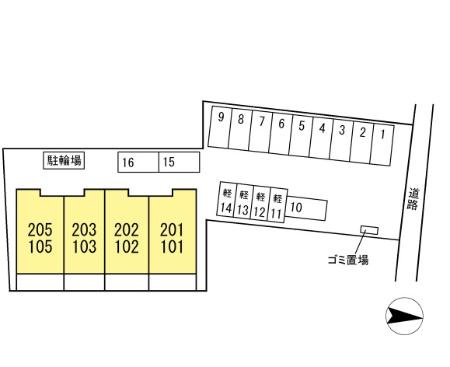 熊本市南区白藤２丁目のアパートの区画図