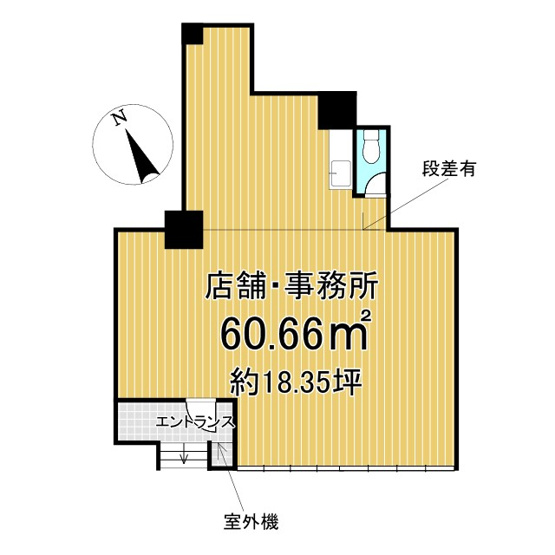 【間取り】 | 豊中本町　アーバンライフ | 間取りは1ルームになります。
広さは約18.35坪ございます。
