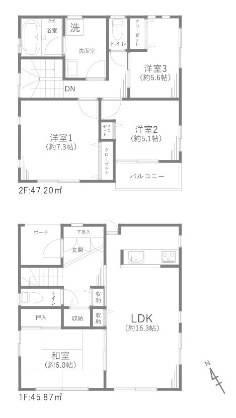 千葉市稲毛区園生町戸建の間取り