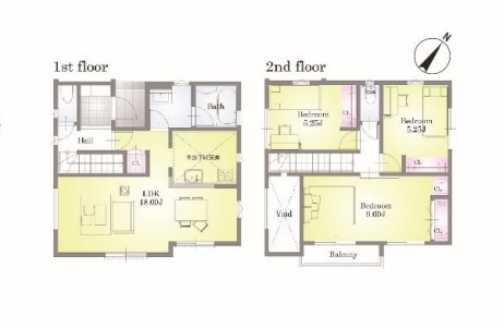 桶川市上日出谷南　2期　戸建て　ピュアガーデン　02の間取り|桶川市上日出谷南2期　ピュアガーデン　新築戸建　全16棟　2号棟、3LDK、土地面積125.52m2、建物面積88.59m2