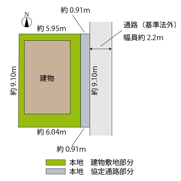 中古OC/朝霞市三原3丁目の区画図|東側通路は建築基準法上の道路ではございません。