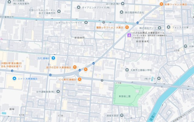 大東市諸福　新築一戸建ての地図