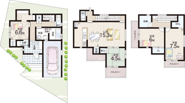 大東市諸福　新築一戸建ての間取り