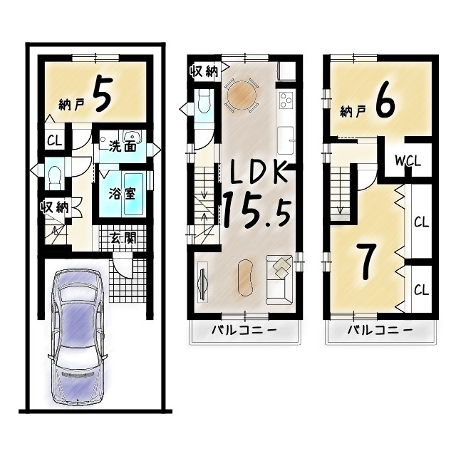 太秦中筋町の間取り