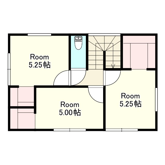 【新築建売住宅】八戸市根城２丁目の間取り|２F：洋室5.25帖、洋室5.25帖、洋室5.00帖