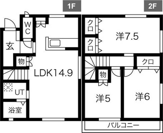 【間取り】 | 平松町メゾネットⅣ東