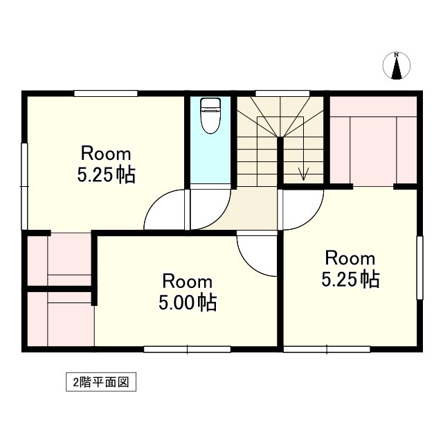 ※商談中※【新築建売住宅】八戸市根城２丁目の間取り|２F：洋室5.25帖、洋室5.25帖、洋室5.00帖