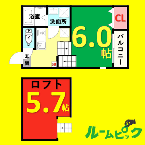 ハーモニーテラス伝馬　名古屋市賃貸　仲介手数料無料の間取り