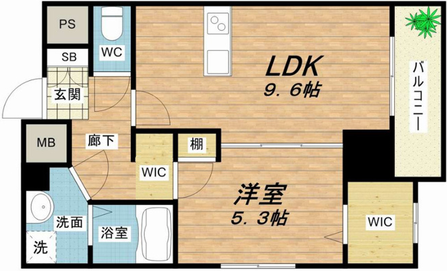 【間取り】 | プレアデス元町 | カウンターキッチンの1LDK