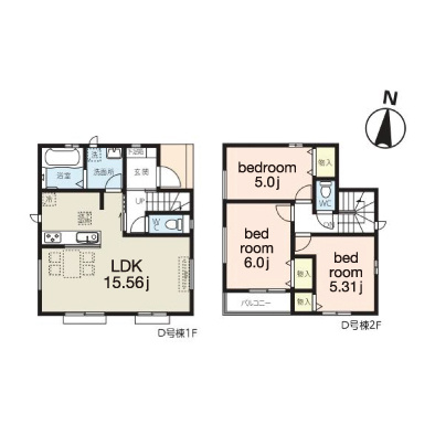 足立区六木２丁目　新築分譲住宅　全１１棟の間取り|D号棟