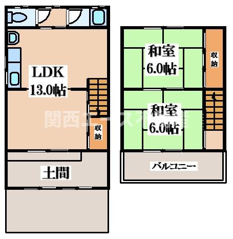 【間取り】 | 吉田３丁目貸家