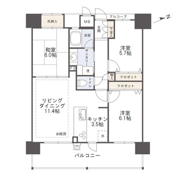 アルファステイツ広公園の間取り|物件価格：2250万円　専有面積：72.29㎡　間取り：３LDK
