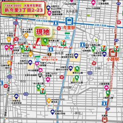 【地図】 | 高槻市千代田町　新築戸建て♪ | 【地図】
大阪市生野区新今里3丁目2-23