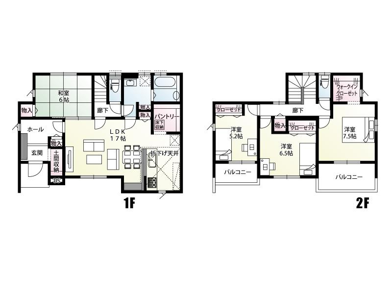 小山市田間　新築戸建3の間取り