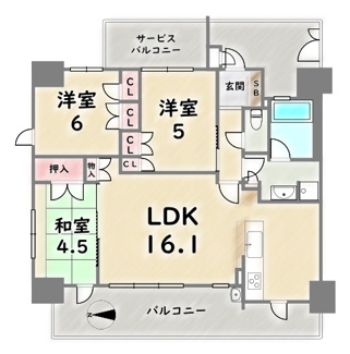 【間取り】 | ル・パルトネール京都丹波口