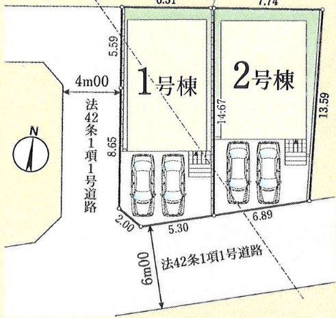 【仲介手数料無料】所沢市北所沢町１期全２棟２号棟　所沢の新築なら西武ハウジングの区画図