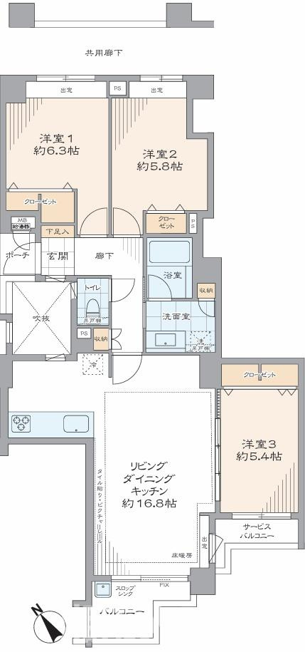 東急ドエルシーサイドコート鵠沼海岸の間取り