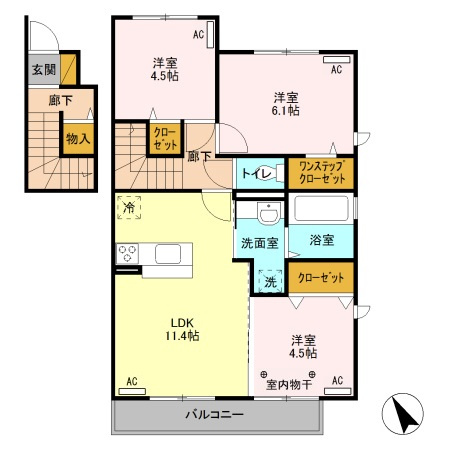グランソレイユ　Eの間取り